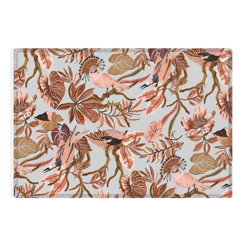 Marta Barragan Camarasa Pink tropical birds landscape Outdoor Rug