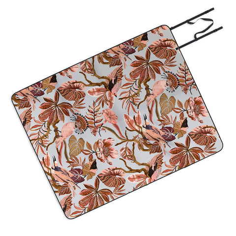 Marta Barragan Camarasa Pink tropical birds landscape Picnic Blanket