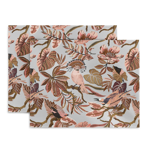 Marta Barragan Camarasa Pink tropical birds landscape Placemat