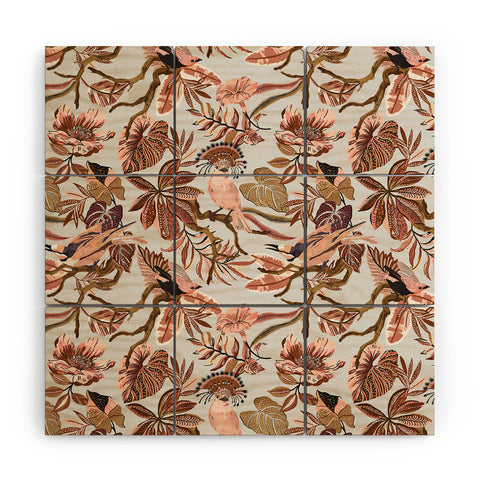 Marta Barragan Camarasa Pink tropical birds landscape Wood Wall Mural
