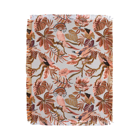 Marta Barragan Camarasa Pink tropical birds landscape Throw Blanket