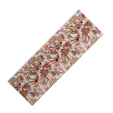 Marta Barragan Camarasa Pink tropical birds landscape Yoga Mat