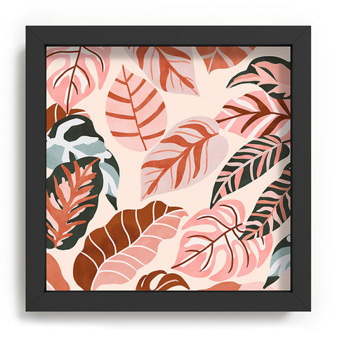 Marta Barragan Camarasa Pink tropical jungle leaves Recessed Framing Square