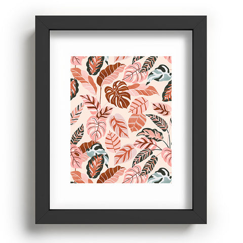 Marta Barragan Camarasa Pink tropical jungle leaves Recessed Framing Rectangle