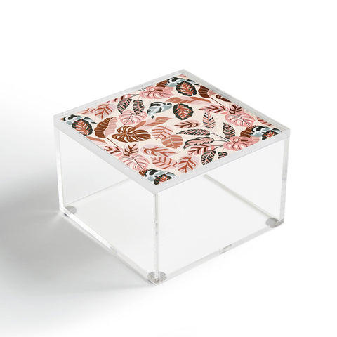 Marta Barragan Camarasa Pink tropical jungle leaves Acrylic Box