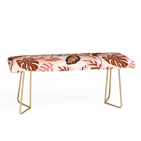 Marta Barragan Camarasa Pink tropical jungle leaves Bench