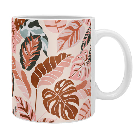 Marta Barragan Camarasa Pink tropical jungle leaves Coffee Mug
