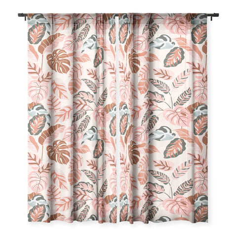Marta Barragan Camarasa Pink tropical jungle leaves Sheer Non Repeat