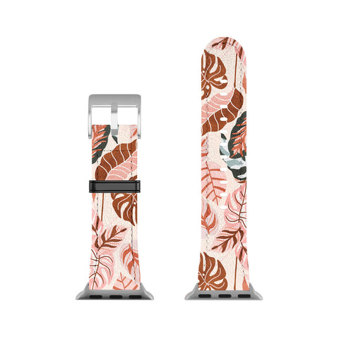 Marta Barragan Camarasa Pink tropical jungle leaves Apple Watch Band