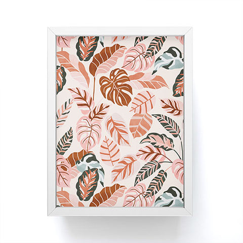 Marta Barragan Camarasa Pink tropical jungle leaves Framed Mini Art Print