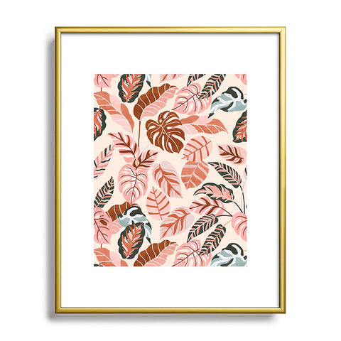 Marta Barragan Camarasa Pink tropical jungle leaves Metal Framed Art Print