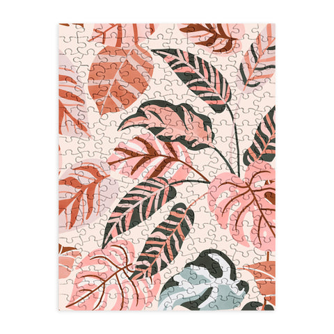 Marta Barragan Camarasa Pink tropical jungle leaves Puzzle