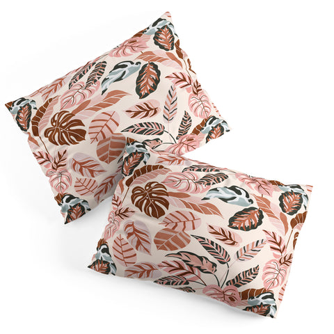 Marta Barragan Camarasa Pink tropical jungle leaves Pillow Shams