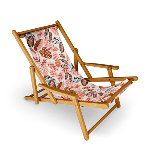 Marta Barragan Camarasa Pink tropical jungle leaves Sling Chair