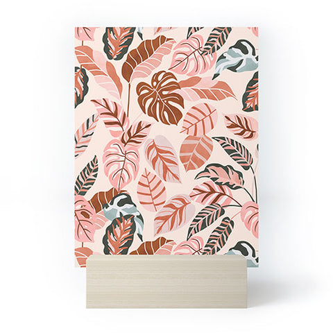 Marta Barragan Camarasa Pink tropical jungle leaves Mini Art Print