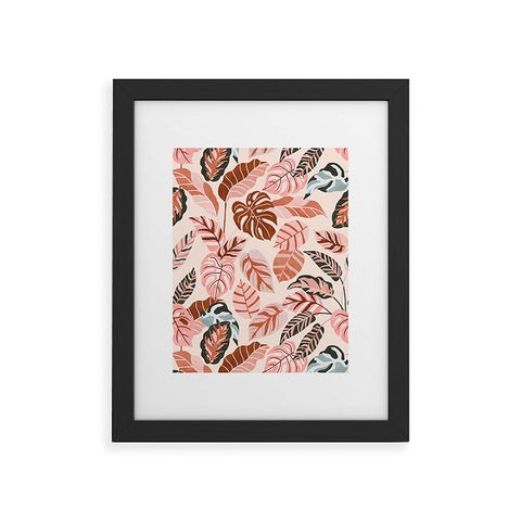 Marta Barragan Camarasa Pink tropical jungle leaves Framed Art Print