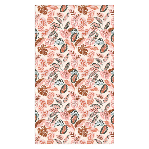 Marta Barragan Camarasa Pink tropical jungle leaves Tablecloth
