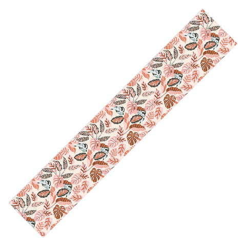 Marta Barragan Camarasa Pink tropical jungle leaves Table Runner