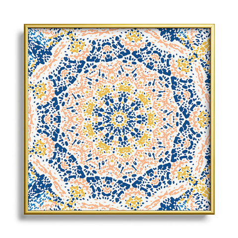 Marta Barragan Camarasa Pointillism mandala Square Metal Framed Art Print