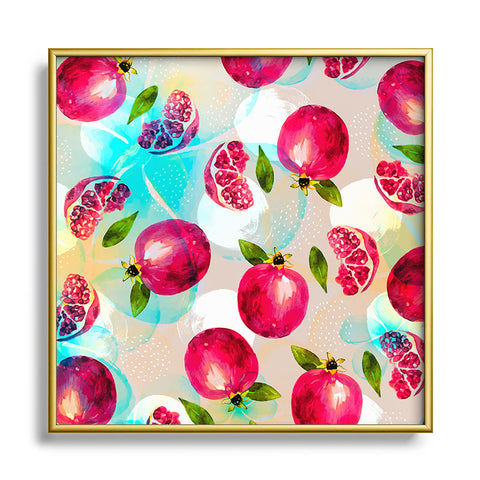 Marta Barragan Camarasa Pomegranate Pattern Square Metal Framed Art Print
