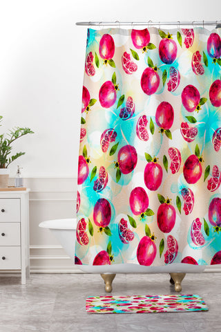 Marta Barragan Camarasa Pomegranate Pattern Shower Curtain And Mat