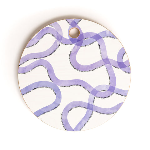 Marta Barragan Camarasa Purple curves Cutting Board Round