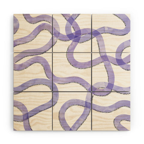 Marta Barragan Camarasa Purple curves Wood Wall Mural