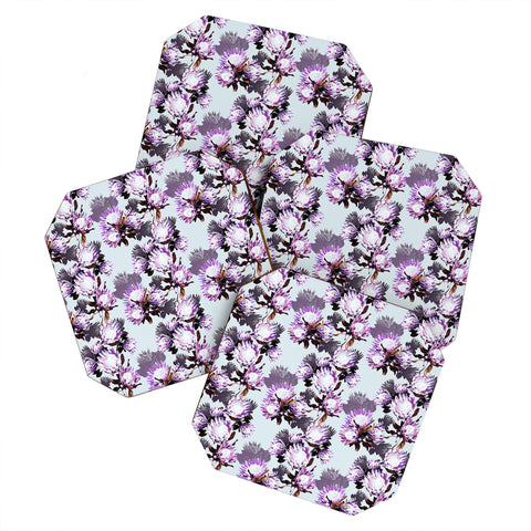Marta Barragan Camarasa Purple protea floral pattern Coaster Set
