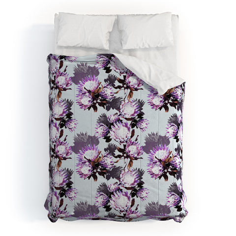 Marta Barragan Camarasa Purple protea floral pattern Comforter