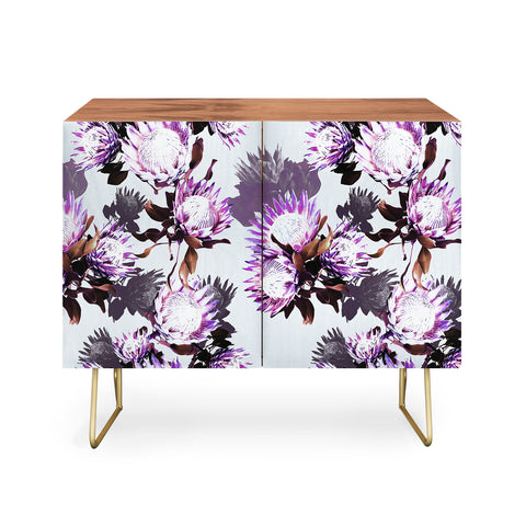 Marta Barragan Camarasa Purple protea floral pattern Credenza