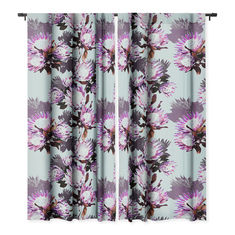 Marta Barragan Camarasa Purple protea floral pattern Blackout Non Repeat