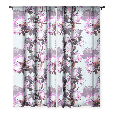 Marta Barragan Camarasa Purple protea floral pattern Sheer Non Repeat
