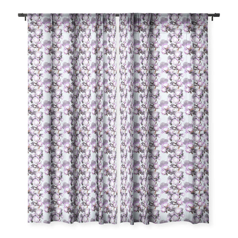 Marta Barragan Camarasa Purple protea floral pattern Sheer Window Curtain