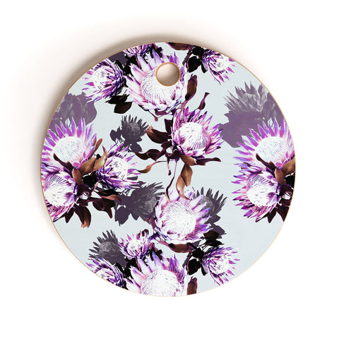 Marta Barragan Camarasa Purple protea floral pattern Cutting Board Round
