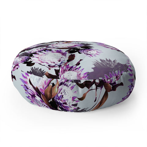 Marta Barragan Camarasa Purple protea floral pattern Floor Pillow Round