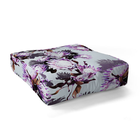 Marta Barragan Camarasa Purple protea floral pattern Floor Pillow Square