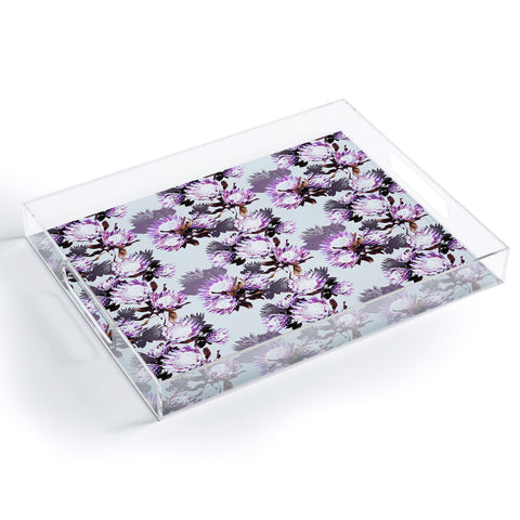 Marta Barragan Camarasa Purple protea floral pattern Acrylic Tray