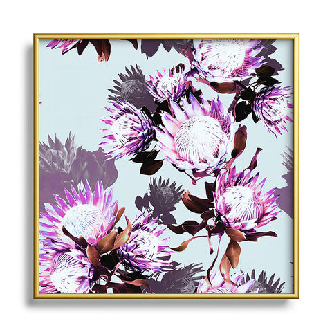 Marta Barragan Camarasa Purple protea floral pattern Square Metal Framed Art Print