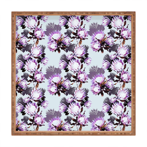 Marta Barragan Camarasa Purple protea floral pattern Square Tray