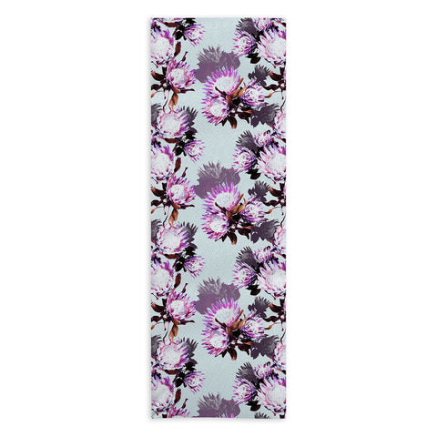 Marta Barragan Camarasa Purple protea floral pattern Yoga Towel
