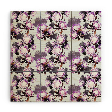 Marta Barragan Camarasa Purple protea floral pattern Wood Wall Mural