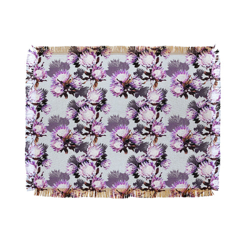 Marta Barragan Camarasa Purple protea floral pattern Throw Blanket