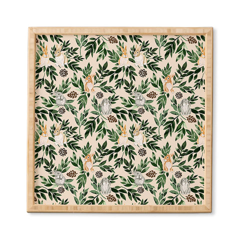 Marta Barragan Camarasa Rabbits in the green forest Framed Wall Art