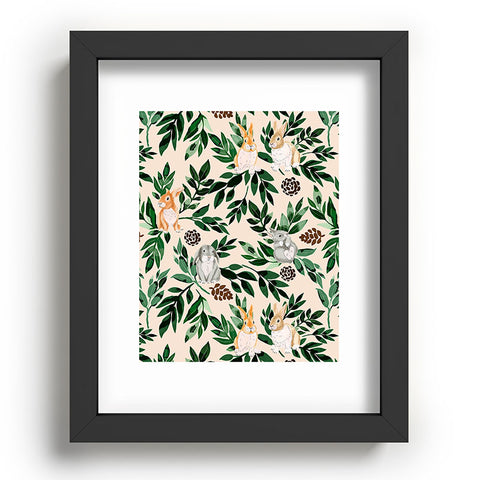 Marta Barragan Camarasa Rabbits in the green forest Recessed Framing Rectangle