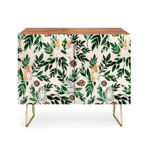 Marta Barragan Camarasa Rabbits in the green forest Credenza