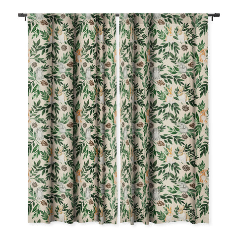 Marta Barragan Camarasa Rabbits in the green forest Blackout Window Curtain