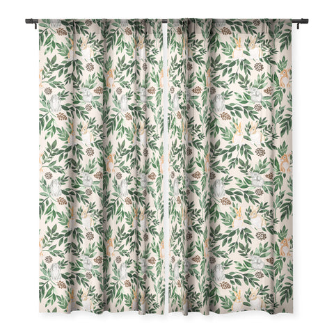 Marta Barragan Camarasa Rabbits in the green forest Sheer Window Curtain