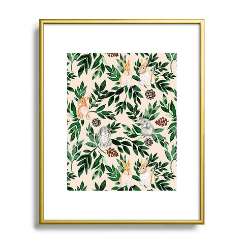 Marta Barragan Camarasa Rabbits in the green forest Metal Framed Art Print