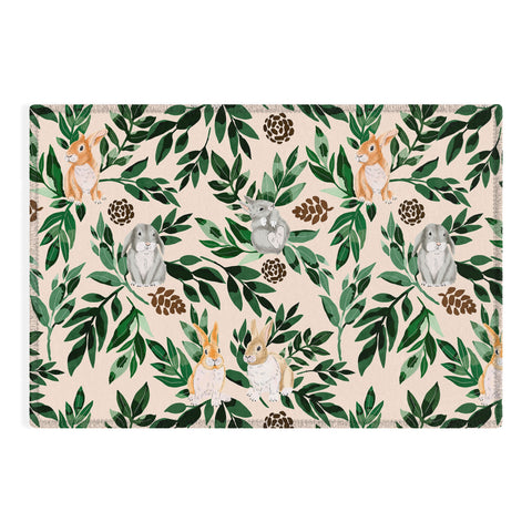 Marta Barragan Camarasa Rabbits in the green forest Outdoor Rug
