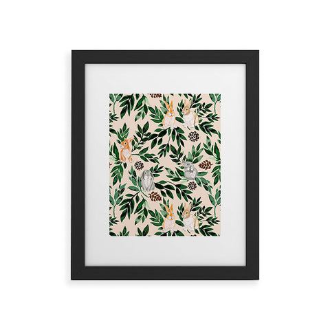 Marta Barragan Camarasa Rabbits in the green forest Framed Art Print